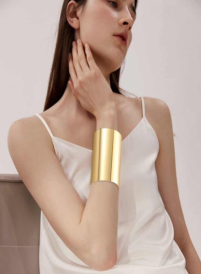 FIRAZIO 2 Pcs Cuff Bangle Bracelet for Women Open Wide Wire Bracelets Gold Wrist Cuff Wrap Bracelet - Image 3